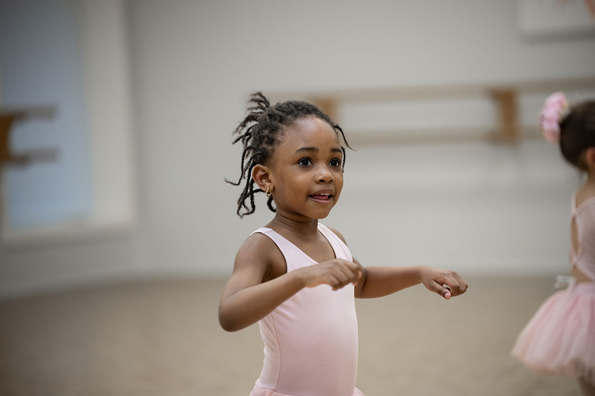 young girl training in studio
