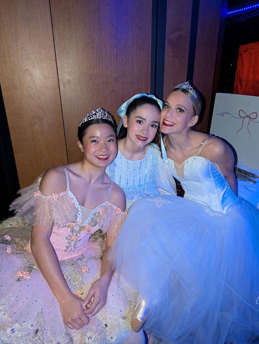 students backstage at dance show