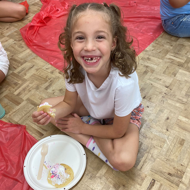 dance camp girl eating dessert